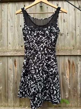 Deb Black Mesh Panel Fit & Flare Mini Dress Athleisure Tennis Pickleball Sporty